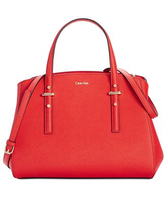 Calvin Klein Saffiano Triple Compartment Satchel - Handbags ...