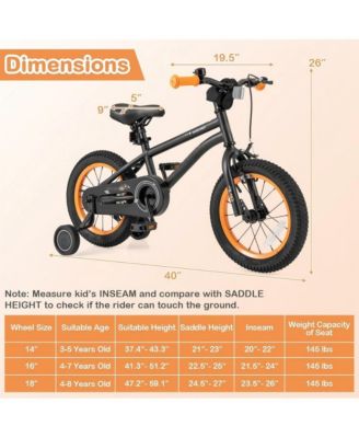 14 Inch Kids Bike Sport Bicycle for 3-5 Years Old with Adjustable Seat