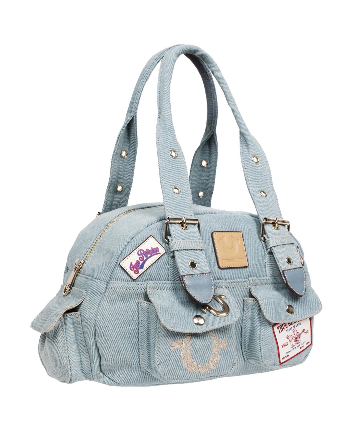 Женская сумка True Religion Multi-Patch Denim Satchel, цвет: Джинсовый — фото 2