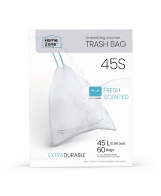 Code 45S Drawstring Kitchen Trash Bags Custom Fit for 12 Gallon Bins, 60-Count
