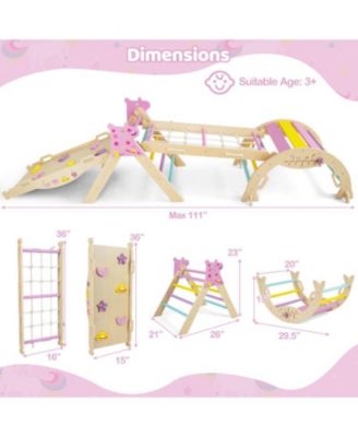 8-in-1 Kids Climbing Triangle Gym Unicorn Theme Foldable