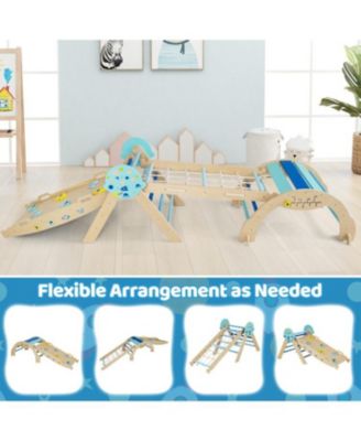 8-in-1 Kids Climbing Triangle Gym Unicorn Theme Foldable