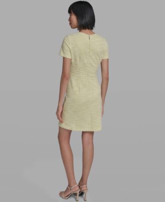 Women's Tweed Crewneck Short-Sleeve Sheath Dress