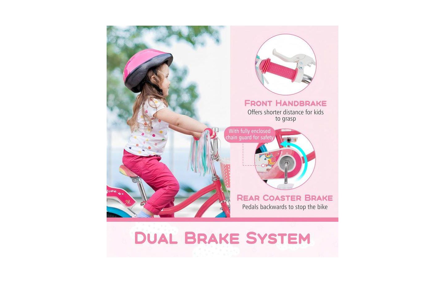 Детская игрушка HONGGE 14 Inch Girls Bike with Doll Seat and Training Wheels, Ages 3-5, цвет: Розовый — фото 7