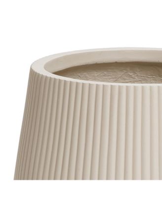 Off Ribbed 15.55-Inch Round Planter