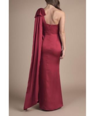 Women's Bow One Shoulder Satin Dress