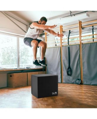 3-in-1 Foam Plyometric Box with 3 Heights and Easy-to-Clean PU Cover-16 Inches