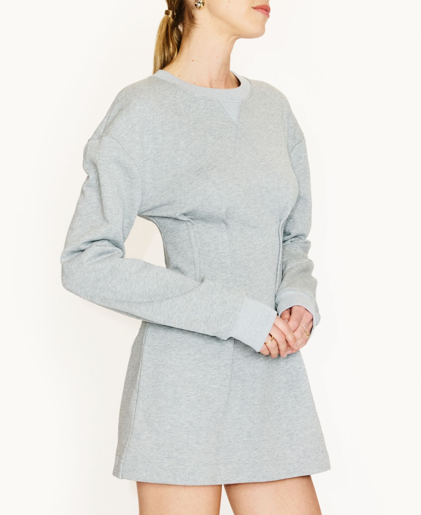 Женское платье Line & Dot Esryn Long-Sleeve Mini, цвет: Серый — фото 3