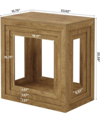 Farmhouse End Table with 2-Tier Storage, 24 Inches