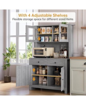 Sideboard Buffet Cabinet Open Rack Door and Drawer Microwave Stand for Kitchen