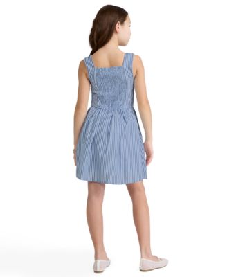 Girls' Faux Button Square Neck Mini Dress