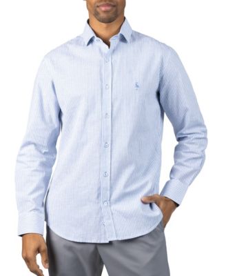 Men's Yarn Dyed Linen Stripe Long Sleeve Shirt