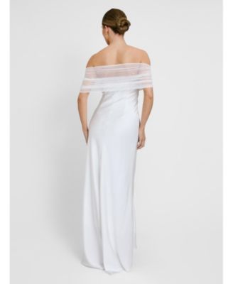 Women's Bardot Detail Beaded Satin Midaxi Dress