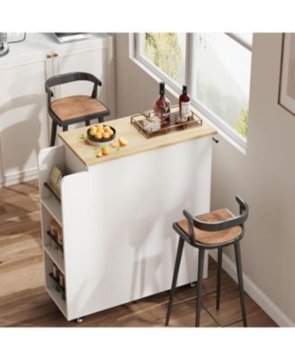 Mobile Kitchen Island Cart with Storage, 360° Rolling Wheels, Rolling Island with Drawers, Spice Rack & Handle