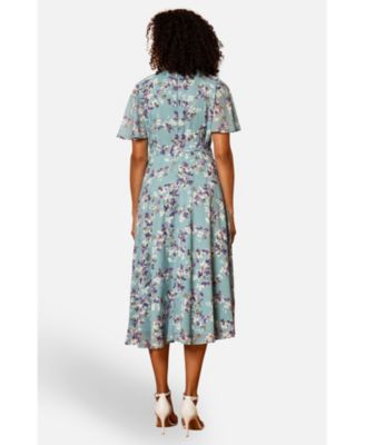 Women's Blossom Print Midi Skater Dress