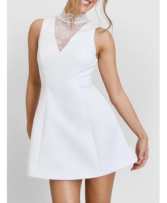 Women's Lace High Neck A-line Mini Dress