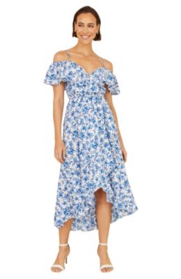 Women's Floral Print Bardot Midi Dress