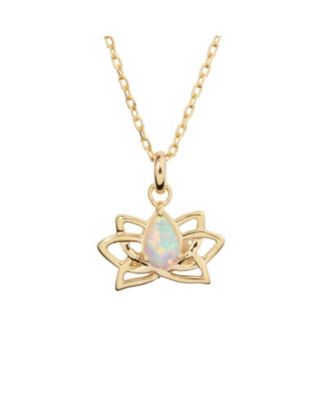 Lotus Opal Charm Necklace
