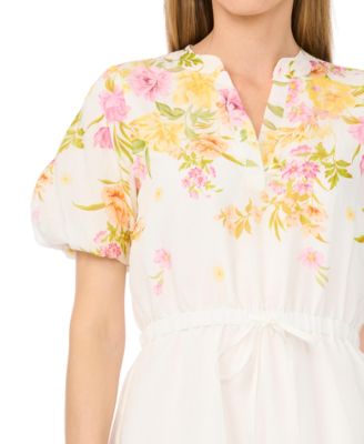 Women's V-Neck Printed Midi Dress