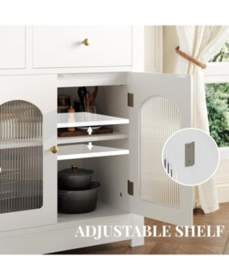  Buffet Cabinet with Storage, Modern Sideboard with Arched Acrylic Fluted Doors & 3 Drawers