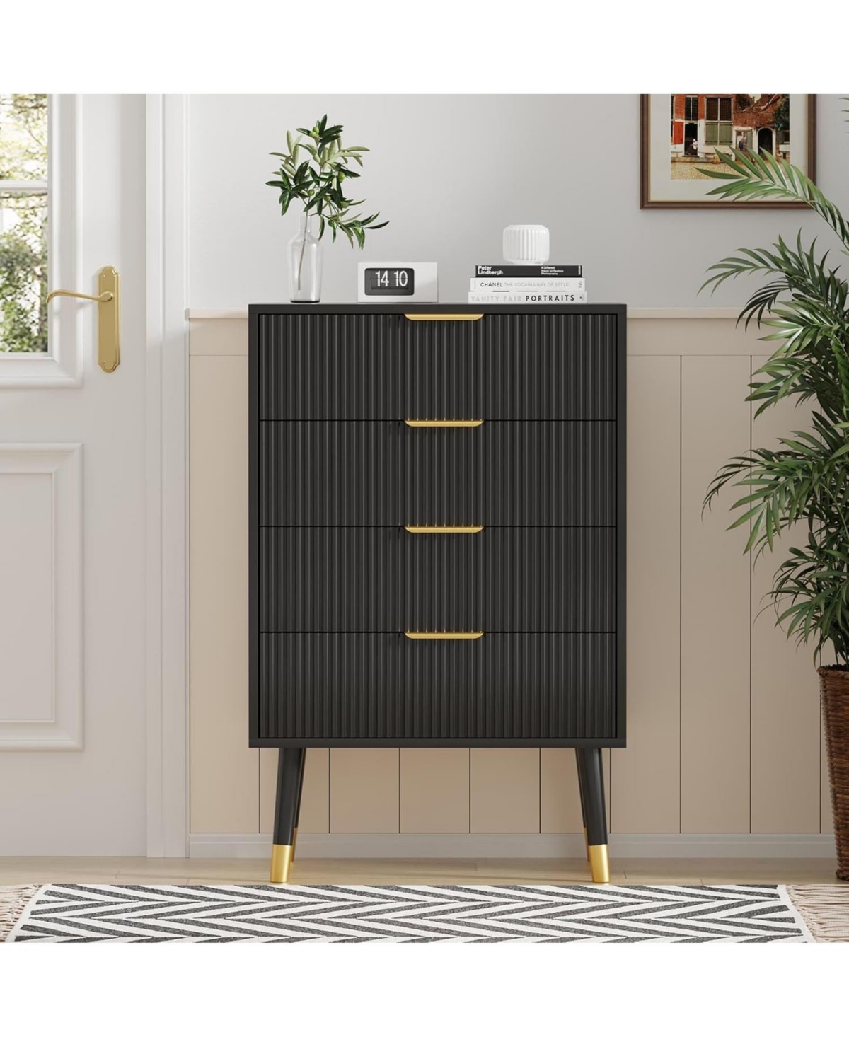 gaomon 4 Drawer Dresser for Bedroom, Modern Closet Dressers Chest of Drawers, Wood Storage Dresser Chest Cabinet Organizer Unit