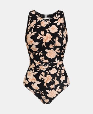 Women's Tummy Control High Neck Cutout Back Hook Mesh One Piece Swimsuit