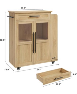 Mobile Kitchen Island Cart with Storage, 360° Rolling Wheels, Rolling Island with Drawers, Spice Rack and Handle