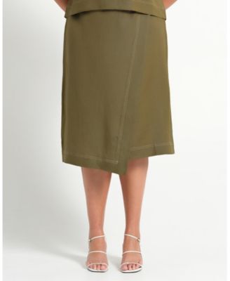Plus Size Women' s Sonnet Linen Summer Wrap Midi Skirt