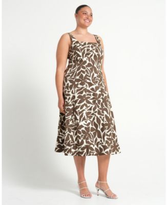 Plus Size Sylvia Square-Neck Midi Dress