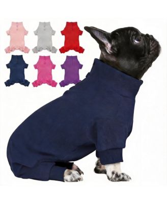 Dog Fleece Pajamas with High Collar for Warmth and Comfort