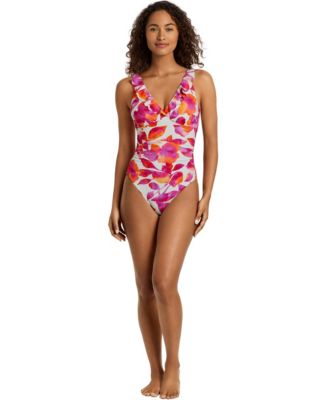 Women's Ruffle V-Neck One-Piece Swimsuit
