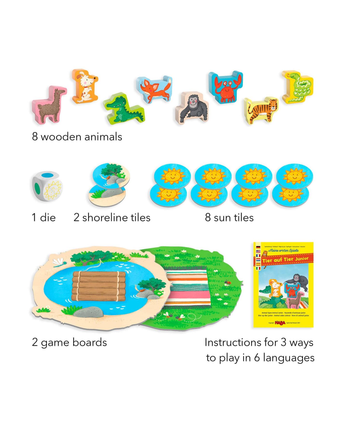 Детская настольная игра Haba Animal Upon Animal Junior 3-in-1 Stacking Board Game, Ages 2+ — фото 3