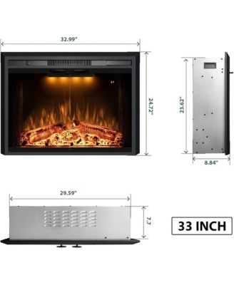 Electric Fireplace Insert with Realistic Flame & Dual Heat Settings, Double Glass Door Fireplace