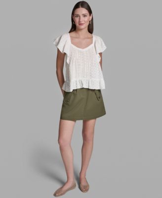 Women's Multi Layer Ruffles Flutter-Sleeve Top