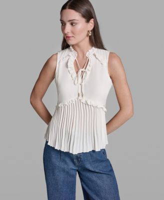 Women's Ruffles Pleated Hem Top