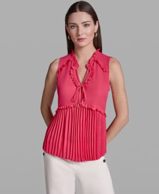 Women's Ruffles Pleated Hem Top