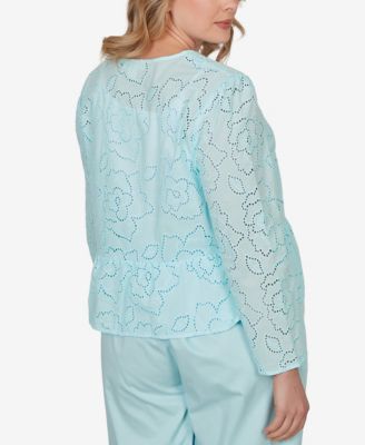 Plus Size Floral Eyelet Peplum Jacket