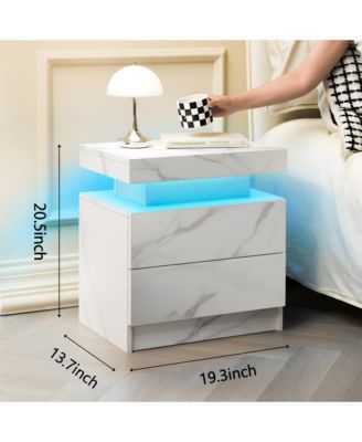 Stylish Coffee Table with 2 Drawers White Finish Modern Living Room Center Table with Storage