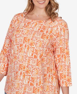 Plus Size Seashell Patchwork Knit Top