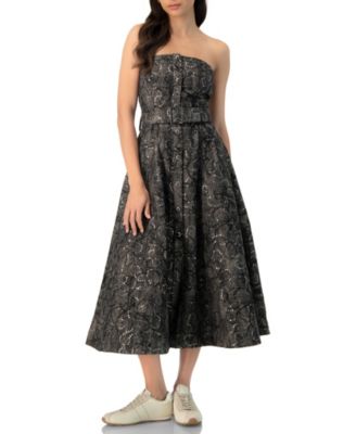Women's Fantasy Denim Midi Strapless Dress