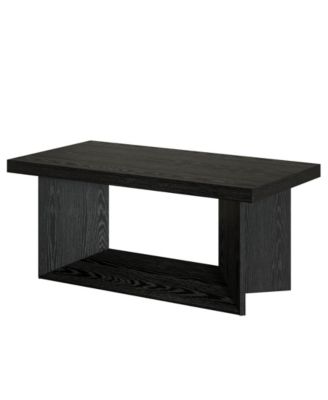 Dining Table for 4-6, Farmhouse Kitchen Table with Heavy Duty Pedestal, Rectangular Wooden Dinner Furniture, Black