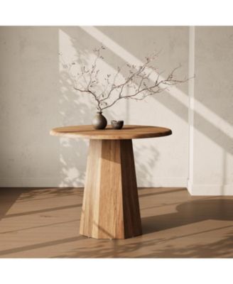 31.5" Round Dining Table for 4, Wood Kitchen Table, Small Dinner Table