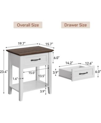 White Wooden Nightstand Set of 2 Bedside Table with Drawer Plus Open Shelf Space Saving End Table for Bedroom