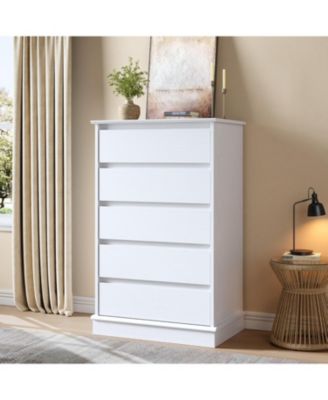 5 Drawer Dresser for Bedroom Tall Chest with Deep Drawers Wide Top Wooden Organizer for Living Room