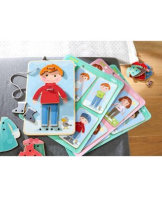 Dress Me Lacing Cards Game - Montessori Fine Motor Skills Toy for Preschool Learning Activities and Kindergarten Toys with 36 Wooden Pieces