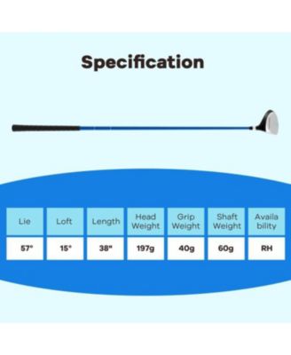 38 Inch Junior #3 Fairway Wood Golf Club with Fiberglass Shaft for Kids 11-14