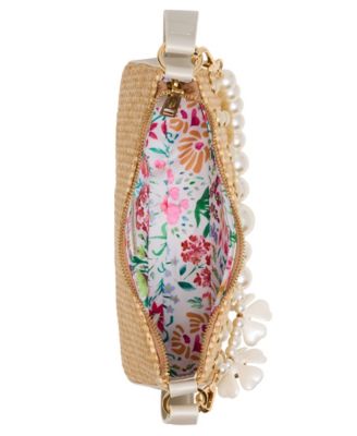 Raffia Imitation Pearl Small Shoulder Bag