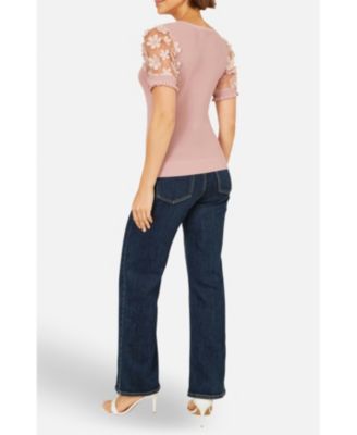 Women's Floral Applique Knitted Top