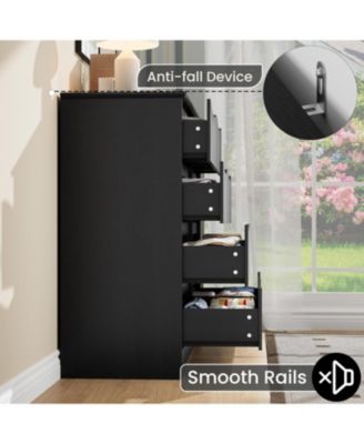 Wooden Dresser with 8 Drawers, Tall Modern Closet with Deep Storage, Large Chest of Drawers with Wide Top, Long Storage Dresser for Bedroom