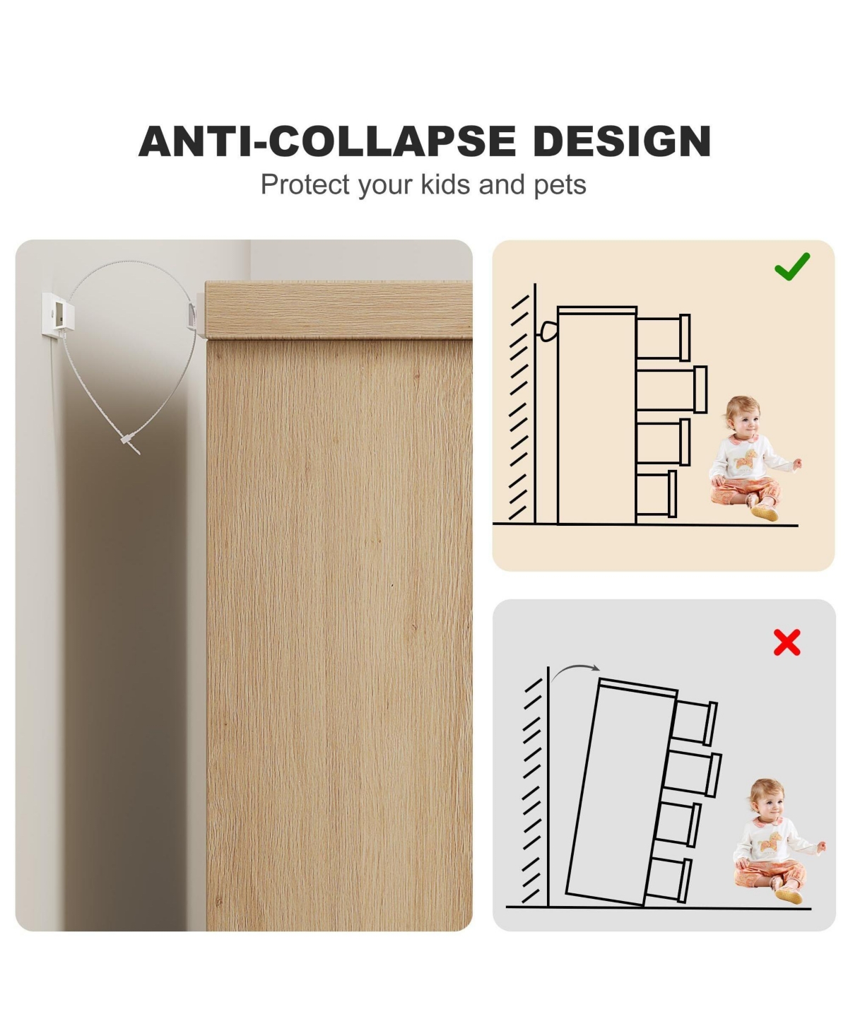 gaomon 4-Drawer Modern Wood Dresser Bedroom Organizer with Embedded Handles, Storage Cabinet for Living Room, Nursery